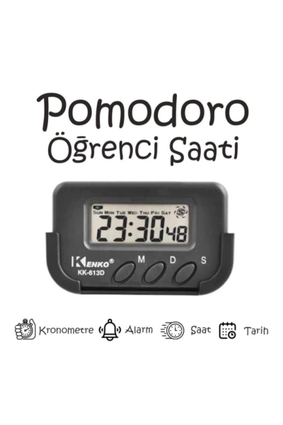 Kenko Pomodoro Öğrenci Saati - Kronometreli Ders Çalışma Saati - Dijital Masa Saati Kenko KK-613D Fotokopinci -
