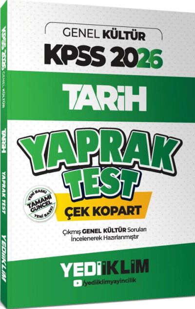 2026 KPSS Genel Kültür Tarih Çek Kopart Yaprak Test Yediiklim Yayınları