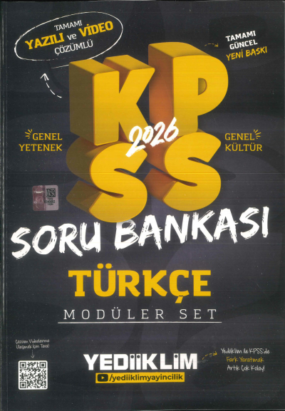 TÜRKÇE 2026 KPSS Genel Yetenek Genel Kültür Hem Yazılı Hem Video Çözümlü Soru Bankası Modüler Yediiklim Yayınları Fotokopinci -