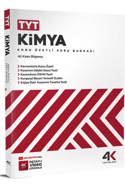 TYT Kimya Konu Özetli Soru Bankası 4K Yayınları Fotokopinci -