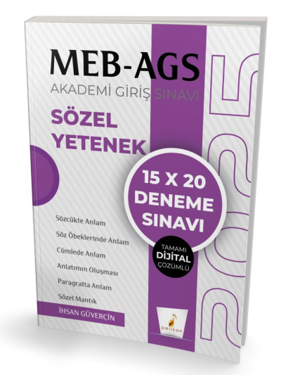 2025 MEB-AGS Sözel Yetenek 15x20 Deneme Çözümlü Pelikan Yayınları Fotokopinci -