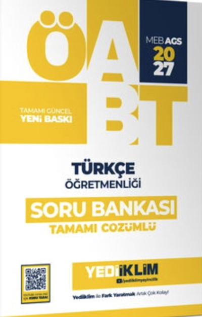 ÖABT MEB-AGS Türkçe Öğretmenliği Soru Bankası Çözümlü Yediiklim Yayınları Fotokopinci -