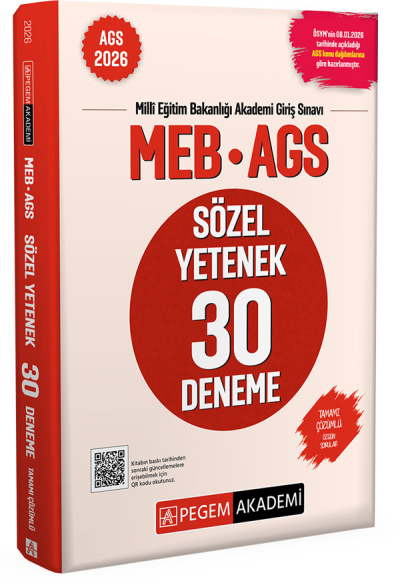 2026 MEB-AGS Sözel Yetenek 30 Deneme Çözümlü Pegem Akademi Yayınları Fotokopinci -