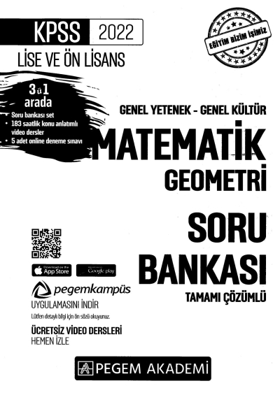 2022 KPSS LİSE VE ÖNLİSANS MATEMATİK GEOMETRİ SORU BANKASI Fotokopinci -