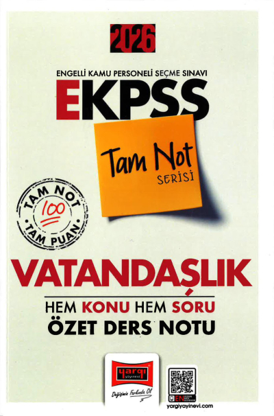 2026 E KPSS Tam Not Serisi Vatandaşlık Hem Konu Hem Soru Özet Ders Notu Yargı Yayınları Fotokopinci -