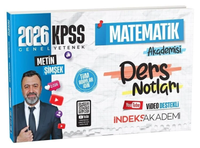 2026 KPSS Matematik Akademisi Video Ders Notları Metin Şimşek İndeks Akademi Yayıncılık Fotokopinci -