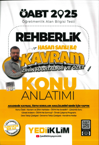 2025 ÖABT Rehberlik Hasan Sanlı ile Kavram Zihin Haritaları ve Özet Konu Anlatımı Yediiklim Yayınları Fotokopinci -