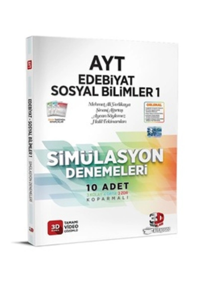AYT Edebiyat Sosyal Bilimler 1 Simülasyon Denemeleri Tamamı Video Çözümlü 3D Yayınları Fotokopinci -