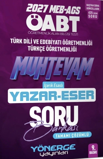 ÖABT MEB-AGS Türk Dili Edebiyatı Türkçe Öğretmenliği Muhtevam Yazar Eser Soru Bankası Çözümlü Yönerge Yayınları Fotokopinci -