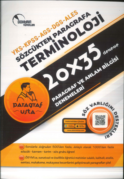 2025 KPSS MEB-AGS DGS ALES YKS Terminoloji Paragraf ve Anlam Bilgisi 20x35 Deneme Çözümlü Doktrin Yayınları Fotokopinci -