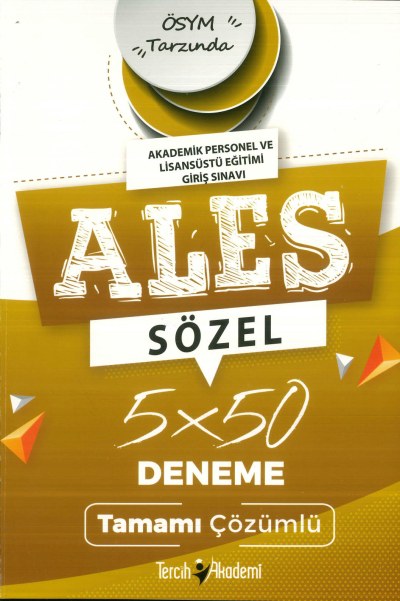 ALES Sözel 5 x 50 Tamamı Çözümlü Deneme Sınavı Tercih Akademi Fotokopinci -