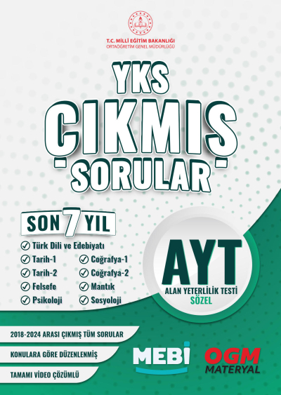 AYT Sözel Son 7 Yıl Çıkmış Sorular 2018-2024 MEBİ Fotokopinci -