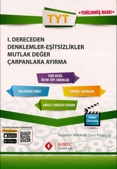 TYT 1. DERECEDEN DENKLEMLER EŞİTSİZLİKLER MUTLAK DEĞER ÇARPANLARA AYIRMA SORU KİTAPÇIĞI