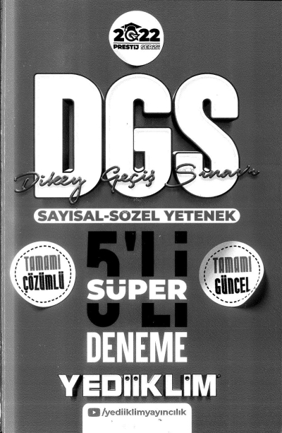 DGS SAYISAL SÖZEL YETENEK 5 Lİ SÜPER DENEME ÇÖZÜMLÜ
