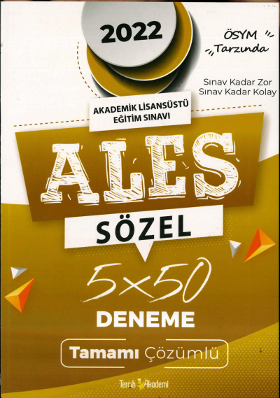 ALES SÖZEL 5x50 TAMAMI ÇÖZÜMLÜ DENEME
