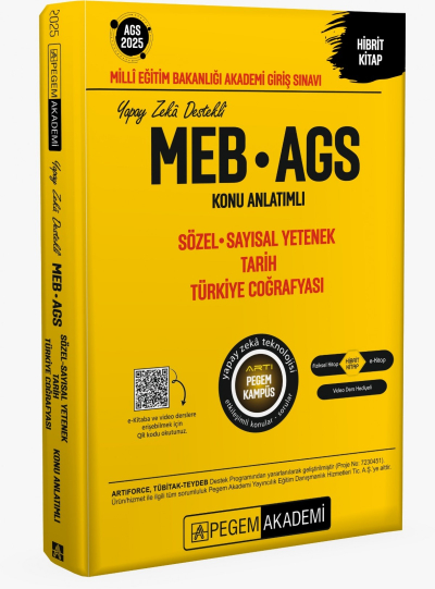 2025 MEB AGS Konu Anlatımlı Sözel Sayısal Yetenek Tarih Türkiye Coğrafyası Pegem Akademi Yayıncılık