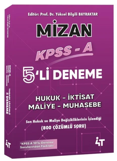 KPSS A Grubu MİZAN 5 Deneme Çözümlü 4T Yayınları Fotokopinci -