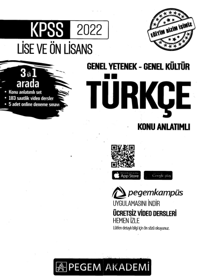 2022 KPSS LİSE VE ÖNLİSANS TÜRKÇE KONU ANLATIMI
