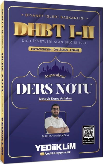 Diyanet İşleri Başkanlığı DHBT I-II Ortaöğretim Ön Lisans Lisans Ders Notu Yediiklim Yayınları Fotokopinci -