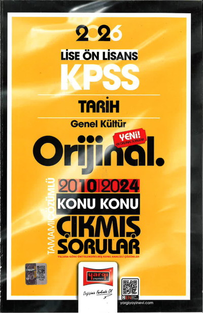 2026 KPSS Lise-Önlisans Tarih Orijinal 2010-2024 Konu Konu Çıkmış Sorular Yargı Yayınları Fotokopinci -