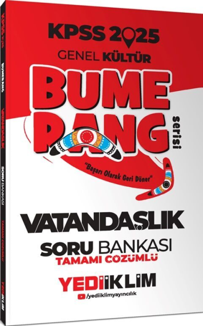 2025 KPSS Genel Kültür Bumerang Vatandaşlık Tamamı Çözümlü Soru Bankası Yediiklim Yayınları Fotokopinci -