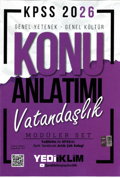 VATANDAŞLIK Yediiklim 2026 KPSS Genel Yetenek Genel Kültür Konu Anlatımı Modüler Yediiklim Yayınları Fotokopinci -