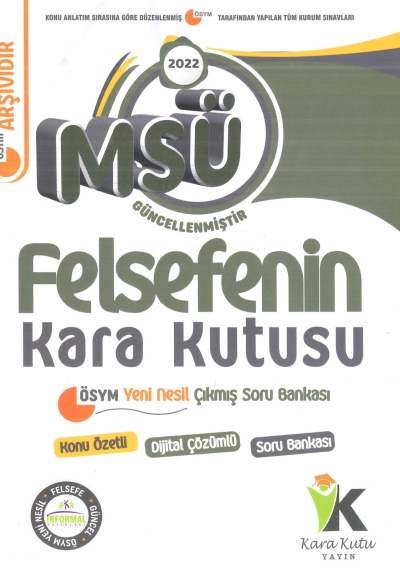 MSÜ FELSEFENİN KARA KUTUSU SORU BANKASI Fotokopinci -