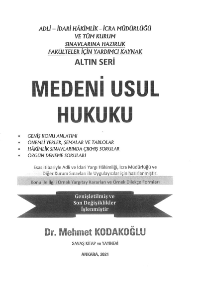 MEDENİ USUL HUKUKU ALTIN SERİ Fotokopinci -