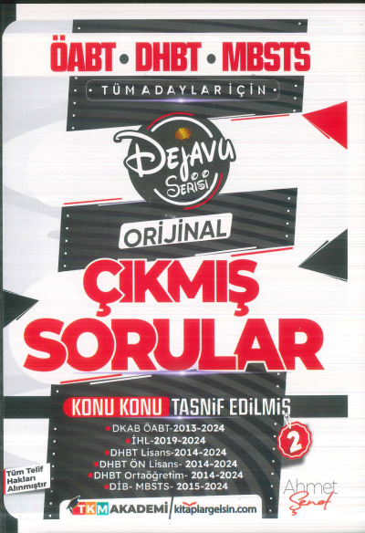 2025 ÖABT DHBT MBSTS Din Kültürü ve Ahlak Bilgisi Dejavu Orijinal Çıkmış Sorular Seti 2. Kitap TKM Akademi Fotokopinci -