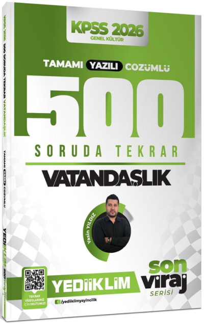 2026 KPSS Vatandaşlık Son Viraj Serisi Tamamı Yazılı Çözümlü 500 Soruda Genel Tekrar Kampı Yediiklim Yayınları Fotokopinci -
