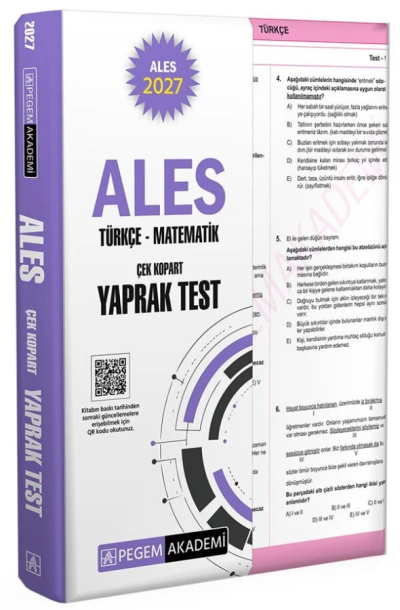 2027 ALES Türkçe Matematik Yaprak Test Pegem Akademi Fotokopinci -