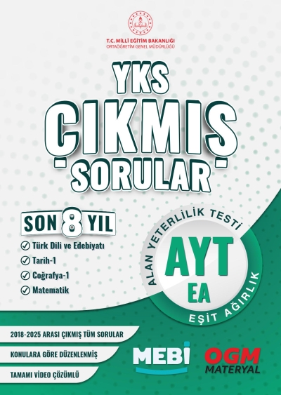 YKS Çıkmış Sorular AYT Eşit Ağırlık Son 8 Yıl (2018-205) MEB OGM Fotokopinci -