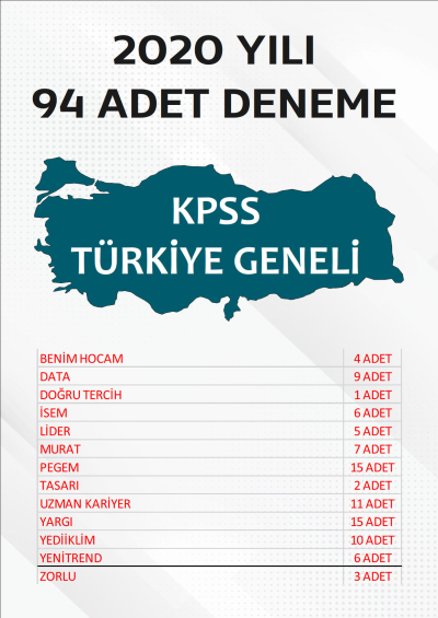 94 ADET TG DENEME 2020 YILI TG LİSTEMİZDEKİ TÜM YAYINLARI KAPSAR (TG136-TG148 ARASI) Fotokopinci -