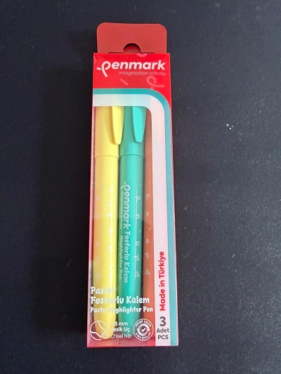 Penmark Kalem Tipi Fosforlu Kalem 3 Lü Bristol Pastel Fotokopinci -