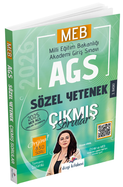 2026 MEB-AGS Sözel Yetenek Çıkmış Sorular Çözümlü - Gizem Ural Dizgi Kitap Fotokopinci -