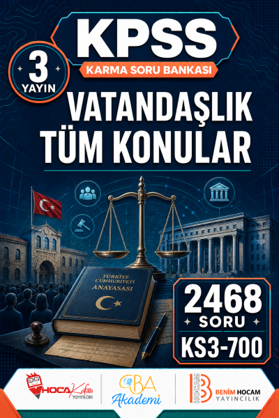 VATANDAŞLIK TÜM KONULAR 3 Yayın 2468 Soru (Benim Hocam - CBA - Hoca Kafası Yayınları) Fotokopinci -