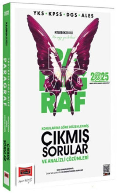 2025 YKS KPSS DGS ALES Kelebek Serisi Tamamı Çözümlü Paragraf Konularına Göre Düzenlenmiş Çıkmış Sorular Yediiklim Yayınları