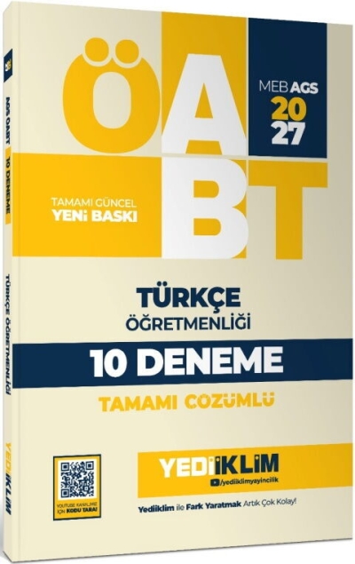 MEB AGS ÖABT Türkçe Öğretmenliği Tamamı Çözümlü 10 Deneme Yediiklim Yayınları Fotokopinci -