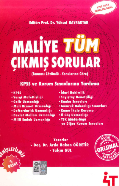 Maliye Tamamı Çözümlü Çıkmış Sorular 4T Yayınları (2024 KPSS Soruları Dahil) Fotokopinci -