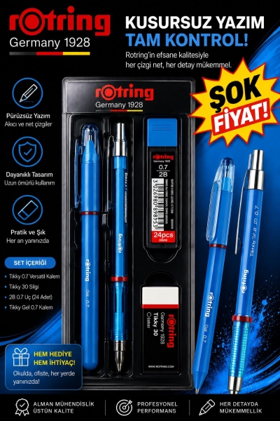 Rotring 0.7 Uçlu Kalem Jel Kalem Silgi Uç Set Fotokopinci -